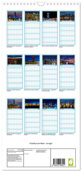 Produktbild: Familienplaner 2026 - Frankfurt am Main - at night mit 5 Spalten (Wandkalender, 21 x 45 cm) CALVENDO
