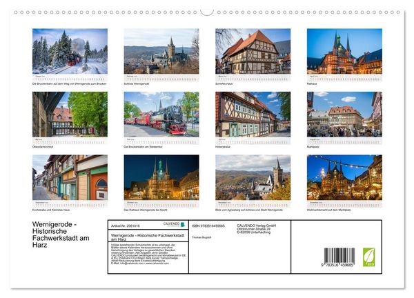 Produktbild: Wernigerode - Historische Fachwerkstadt am Harz (hochwertiger Premium Wandkalender 2026 DIN A2 quer), Kunstdruck in Hochglanz