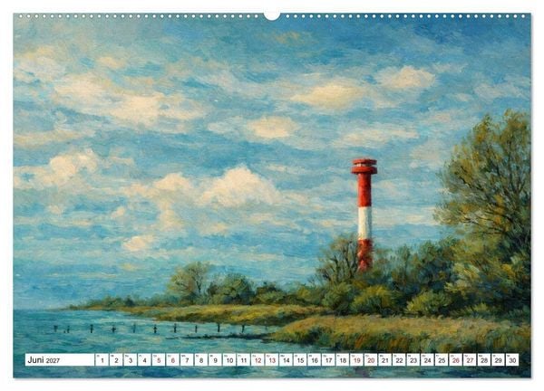 Produktbild: Leuchtt&uuml;rme an der Elbe - von Hamburg bis zur Elbm&uuml;ndung (Wandkalender 2027 DIN A2 quer), CALVENDO Monatskalender