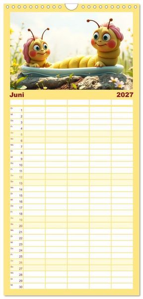 Produktbild: Familienplaner 2027 - Raupen-Rabatz - Ein Jahr voller Krabbelspa&szlig; mit 5 Spalten (Wandkalender, 21 x 45 cm) CALVENDO