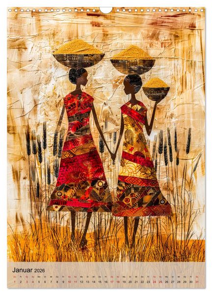 Produktbild: Afrikanische Eleganz - Illustrationen in harmonischen Farben (Wandkalender 2026 DIN A3 hoch), CALVENDO Monatskalender