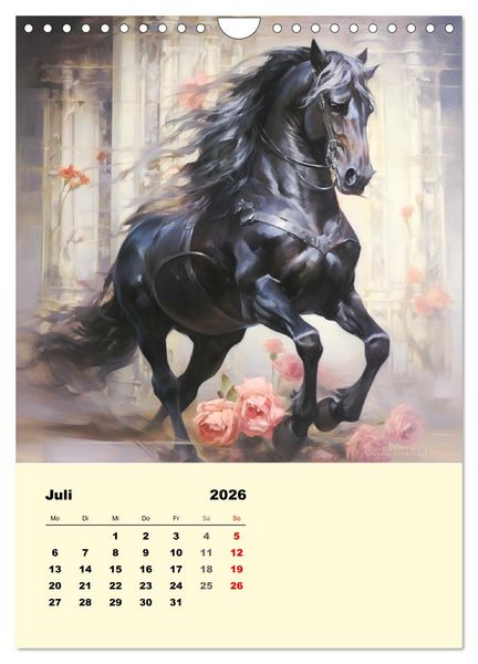 Produktbild: Pferde im romantischen Barockstil (Wandkalender 2026 DIN A4 hoch), CALVENDO Monatskalender
