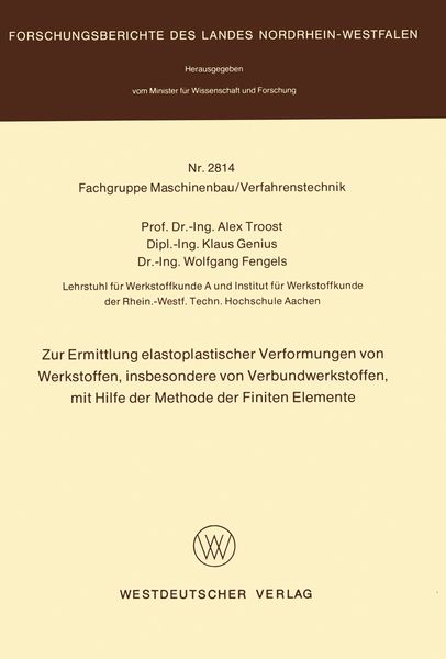 Produktbild: Zur Ermittlung elastoplastischer Verformungen von Werkstoffen, insbesondere von Verbundwerkstoffen, mit Hilfe der Methode der finiten Elemente