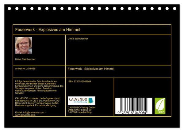 Produktbild: Feuerwerk - Explosives am Himmel (Tischkalender 2026 DIN A5 quer), CALVENDO Monatskalender