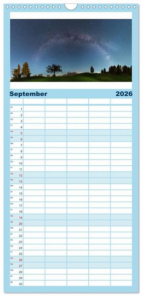 Produktbild: Familienplaner 2026 - Welt unter Sternen mit 5 Spalten (Wandkalender, 21 x 45 cm) CALVENDO