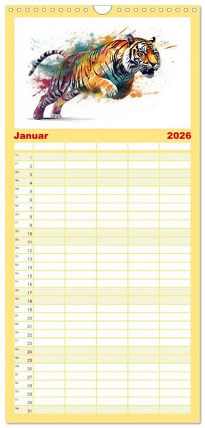 Produktbild: Familienplaner 2026 - Raubtiere voll Eleganz und Kraft mit 5 Spalten (Wandkalender, 21 x 45 cm) CALVENDO