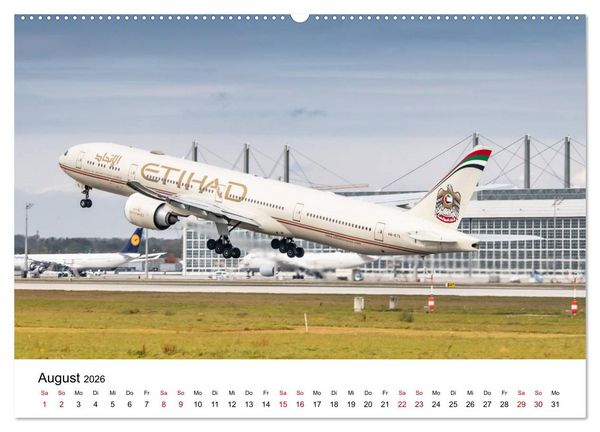 Produktbild: Planespotting am Flughafen M&uuml;nchen (hochwertiger Premium Wandkalender 2026 DIN A2 quer), Kunstdruck in Hochglanz