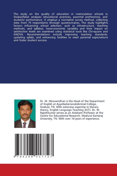 Produktbild: Quality of Education in Matriculation Schools