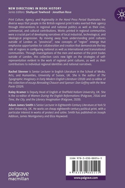 Produktbild: Print Culture, Agency, and Regionality in the Hand Press Period