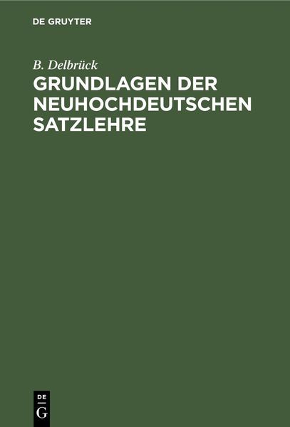 Produktbild: Grundlagen der neuhochdeutschen Satzlehre