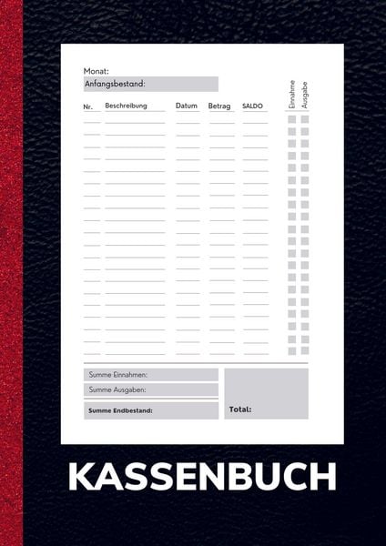 Produktbild: Kassenbuch A4 Schwarz- Einfaches Einnahmen und Ausgaben Buch f&uuml;r Gastronomie, Privathaushalt und Kleingewerbe.
