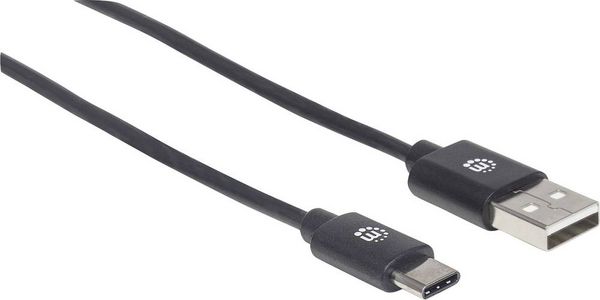 Produktbild: Manhattan USB-Kabel USB 2.0 USB-A Stecker, USB-C&reg; Stecker 3.00 m Schwarz 354936