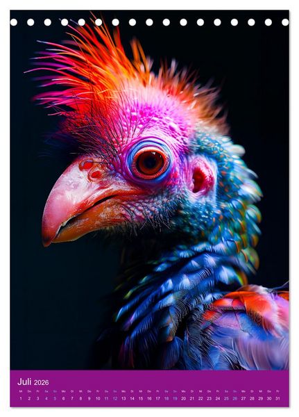 Produktbild: Neon-Evolution - Fluoreszierende Fantasietiere der KI-Welt (Tischkalender 2026 DIN A5 hoch), CALVENDO Monatskalender