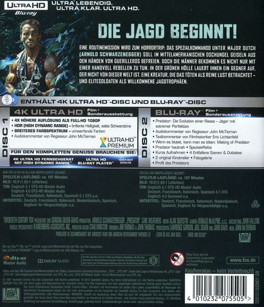 Produktbild: Predator 1 (4K Ultra HD) (+ Blu-ray 2D)