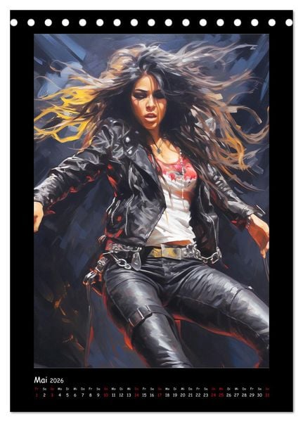 Produktbild: Heavy Metal-Queens. Wilde Rock- und Metal-Girl Paintings (Tischkalender 2026 DIN A5 hoch), CALVENDO Monatskalender