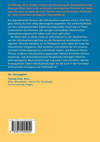 Produktbild: Individualisierung und soziologische Theorie