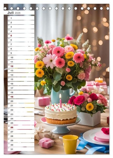 Produktbild: Festliche Momente - Ein Jahr mit KI Geburtstagen (Tischkalender 2026 DIN A5 hoch), CALVENDO Monatskalender