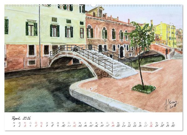 Produktbild: Venedig in stillen Aquarellen (Wandkalender 2026 DIN A2 quer), CALVENDO Monatskalender
