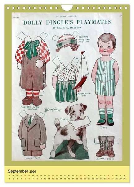 Produktbild: Dolly Dingle Kalender - Anziehpuppen von Grace G. Drayton (Wandkalender 2026 DIN A4 hoch), CALVENDO Monatskalender