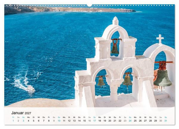 Produktbild: Oia Santorini - Bilderbuch-Dorf von Griechenland (Wandkalender 2027 DIN A2 quer), CALVENDO Monatskalender