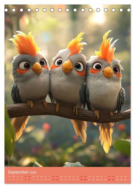 Produktbild: Cockatiel Chirpy Moments (Desk Calendar 2026 DIN A5 portrait), CALVENDO 12 Month DeskCalendar