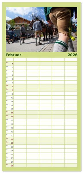 Produktbild: Familienplaner 2026 - Maibaum aufstellen mit 5 Spalten (Wandkalender, 21 x 45 cm) CALVENDO