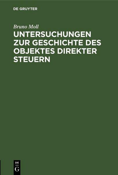 Produktbild: Untersuchungen zur Geschichte des Objektes direkter Steuern