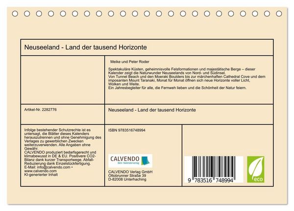 Produktbild: und Peter Roder, M: Neuseeland - Land der tausend Horizonte