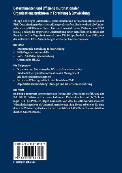 Produktbild: Determinanten und Effizienz multinationaler Organisationsstrukturen in Forschung & Entwicklung