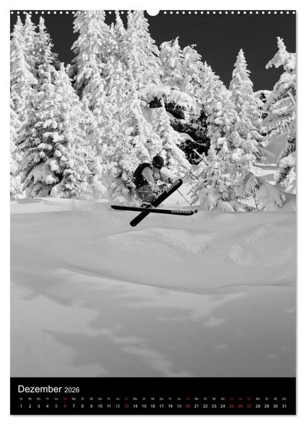 Produktbild: Monochrome Ski (hochwertiger Premium Wandkalender 2026 DIN A2 hoch), Kunstdruck in Hochglanz