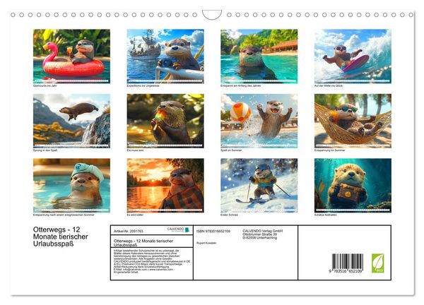 Produktbild: Otterwegs - 12 Monate tierischer Urlaubsspa&szlig; (Wandkalender 2026 DIN A3 quer), CALVENDO Monatskalender