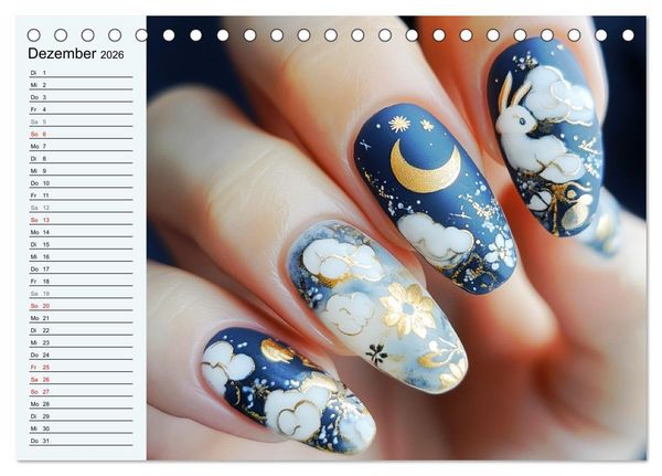 Produktbild: Kreative Nagelkunst. Ausdrucksstarke Designs und Farben (Tischkalender 2026 DIN A5 quer), CALVENDO Monatskalender