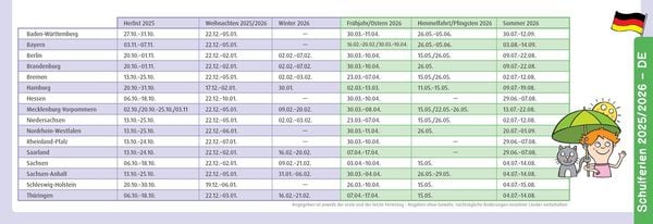 Produktbild: Der Wochen-Tischkalender für das Schuljahr 2025/2026