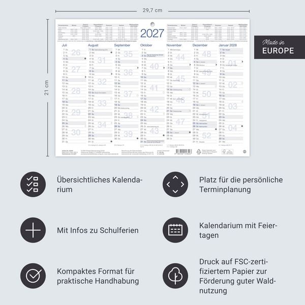 Produktbild: Tafelkalender A4 2027