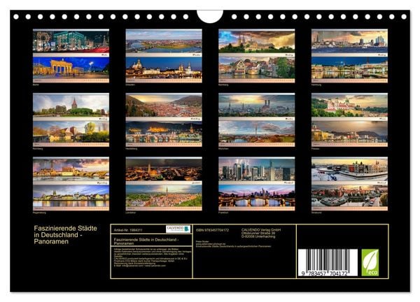 Produktbild: Faszinierende St&auml;dte in Deutschland - Panoramen (Wandkalender 2026 DIN A4 quer), CALVENDO Monatskalender