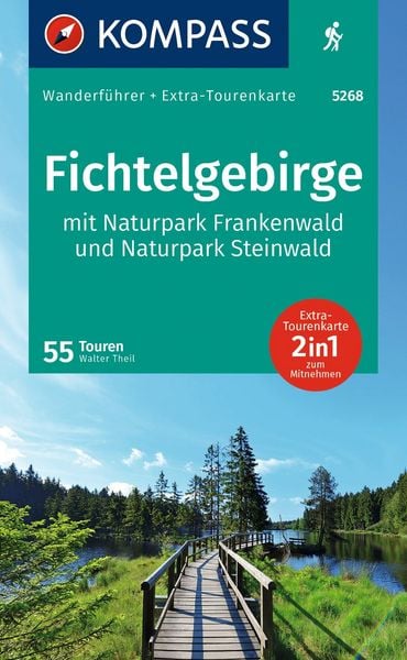 Produktbild: KOMPASS Wanderf&uuml;hrer Fichtelgebirge mit Naturpark Frankenwald und Naturpark Steinwald, 55Touren mit Extra-Tourenkarte
