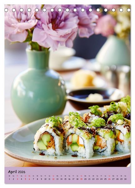 Produktbild: Sushi Kalender - Japanisches Essen f&uuml;r Sushi Liebhaber (Tischkalender 2026 DIN A5 hoch), CALVENDO Monatskalender