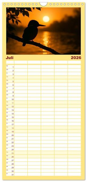 Produktbild: Familienplaner 2026 - Eisvogeltr&auml;ume am Wasser mit 5 Spalten (Wandkalender, 21 x 45 cm) CALVENDO