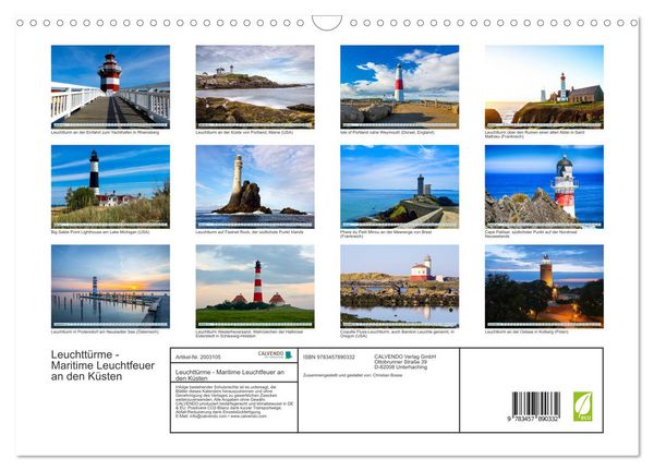 Produktbild: Leuchtt&uuml;rme - Maritime Leuchtfeuer an den K&uuml;sten (Wandkalender 2026 DIN A3 quer), CALVENDO Monatskalender