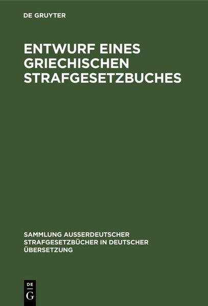 Produktbild: Entwurf eines griechischen Strafgesetzbuches