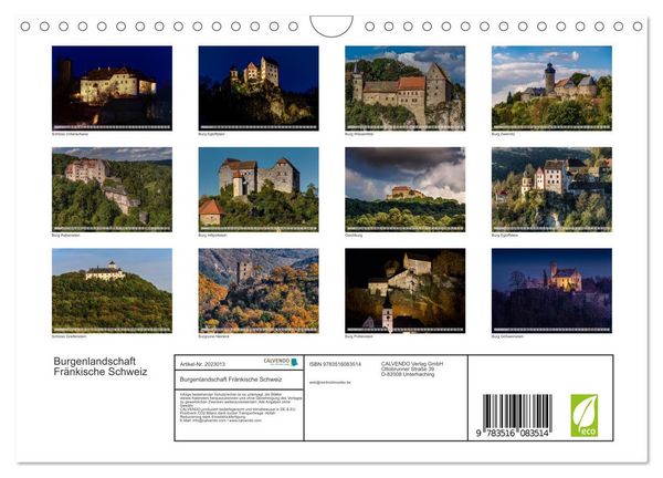 Produktbild: Burgenlandschaft Fr&auml;nkische Schweiz (Wandkalender 2026 DIN A4 quer), CALVENDO Monatskalender