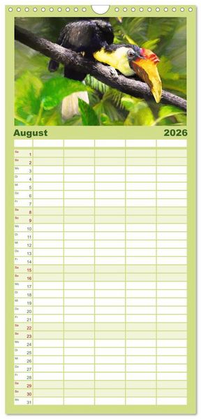 Produktbild: Familienplaner 2026 - Hallo Dschungel - Artwork mit 5 Spalten (Wandkalender, 21 x 45 cm) CALVENDO