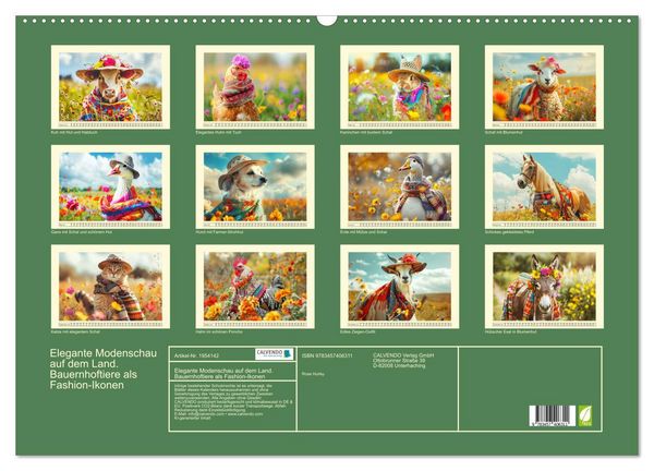 Produktbild: Elegante Modenschau auf dem Land. Bauernhoftiere als Fashion-Ikonen (Wandkalender 2026 DIN A2 quer), CALVENDO Monatskalender