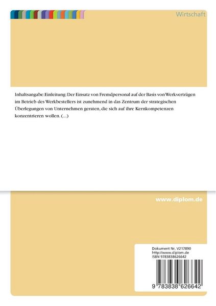Produktbild: Koordinationsprobleme zwischen Auftraggeber und Fremdfirmen beim Personaleinsatz zur Ausf&uuml;hrung von Werkvertr&auml;gen