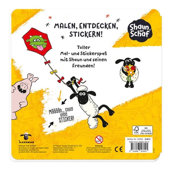 Produktbild: Tr&ouml;tsch Shaun das Schaf Stickermalbuch Malbuch mit Stickern