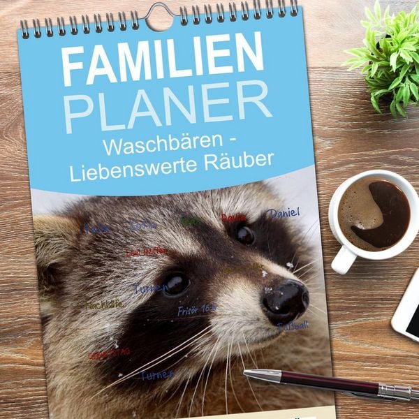 Produktbild: Familienplaner 2026 - Waschb&auml;ren mit 5 Spalten (Wandkalender, 21 x 45 cm) CALVENDO