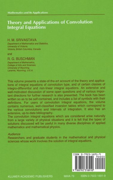 Produktbild: Theory and Applications of Convolution Integral Equations