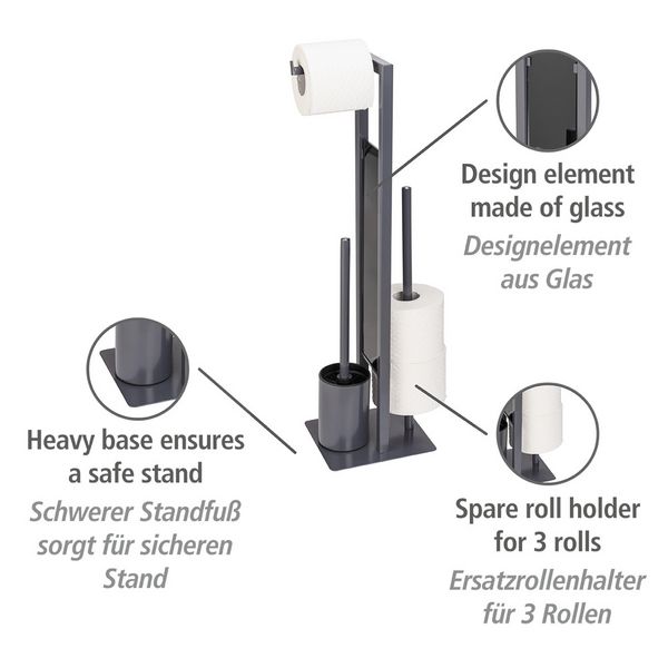 Produktbild: Stand WC-Garnitur Mod. Rivalta Grau, Platte aus Sicherheitsglas