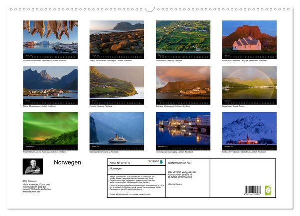 Produktbild: Norwegen (Wandkalender 2026 DIN A2 quer), CALVENDO Monatskalender