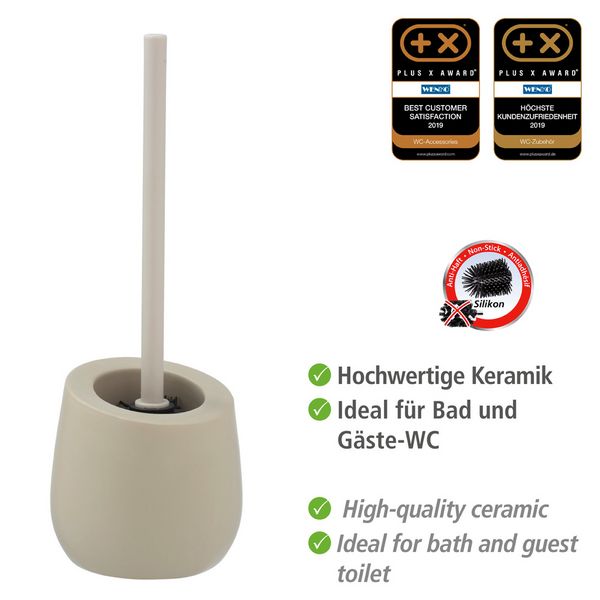 Produktbild: WC-Garnitur Mod. Badi Beige Keramik, mit Silikon-B&uuml;rstenkopf